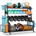 Upgraded XL Dumbbell Rack Weight Stand - Adjustable Weight Rack for Dumbbells, Home Gym Storage Rack for Kettlebell, Balls,Yoga Mat Storage Holder, Workout Equipment Storage Organizer With Wheels