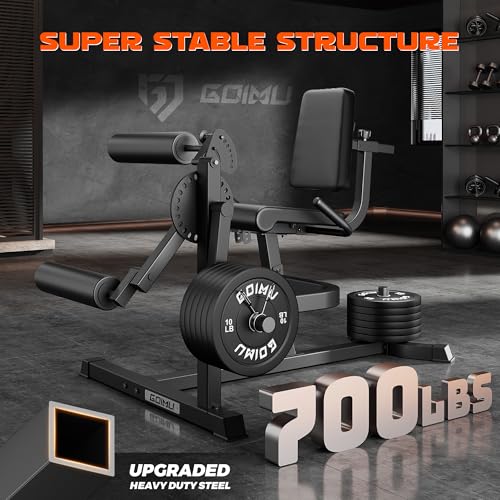 Leg Extension and Curl Machine, 4 in 1 Lower Body Workout Machine, Adjustable Leg Curl Machine with Plate Loaded, Leg Extension Machine with Exercise Bench, Home Gym Weight Machine - style: Black with 100lbs Weight Plates