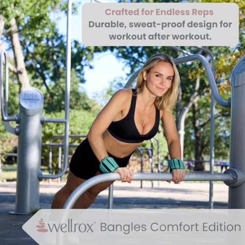 Wellrox Weighted Bangles – Adjustable Ankle and Wrist Weights for Women & Men – Set of Ankle Weights 2 lbs (1 lb Each Wrist Weight) | Weighted Arm Bands for Pilates, Yoga, Running & Walking - color: Mint Green