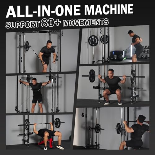 Mikolo Folding Squat Rack, Wall Mounted Power Rack with Cable Crossover Machine & LAT Pull Down, Functional Trainer with 5 Adjustable Function Modes, Home Gym Package - color: Black, size: WR00 SlimFold (Rack Only)