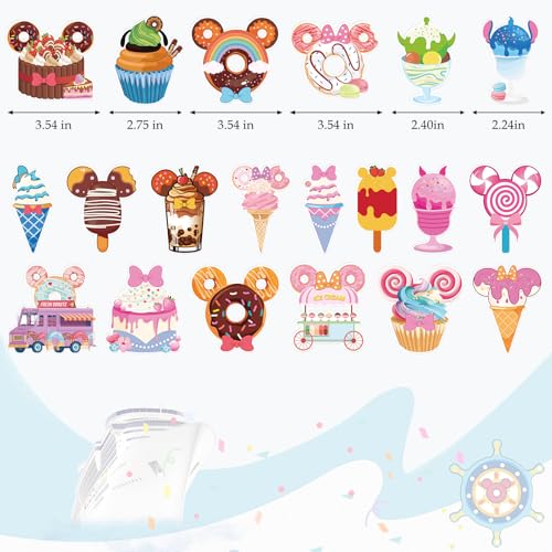 RiVolTa Mouse Cruise Door Magnets - 24 Pcs Cute Mice Decorations Magnets Ice Cream Ship Cabin Magnetic Stickers Funny Animal Stateroom Accessories Refrigerator for Carnival Summer Party Locker Decor - color: Afternoon Tea