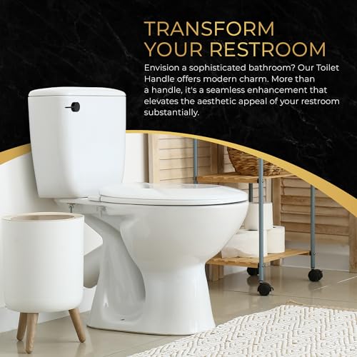 RAVINE Premium Modern Luxury Universal Toilet Handle Replacement, Majestic Collection. Toilet Lever Replacement, Easy Install (Black, Front Mount) - color: Black