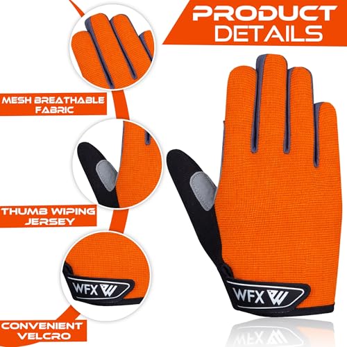 WFX Cycling Gloves Toddler Mountain Bike Handlebar Grips Gel Padding Full Finger Baseball Glove Workout Football Gloves Youth Boys 6-12 Kids Gardening Gloves MTB Gloves - color: Light, size: S (6-8) Years Kid