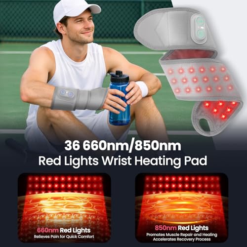 Cordless Wrist Heating Pad Wrap, Heated Wrist Brace with Vibration, Heated Wrist and Hand Massager, 3 Heat Levels, 3 Massage, Rechargeable Heating Pad for Wrist and Hand, Elbow, Ankle - color: Light Grey