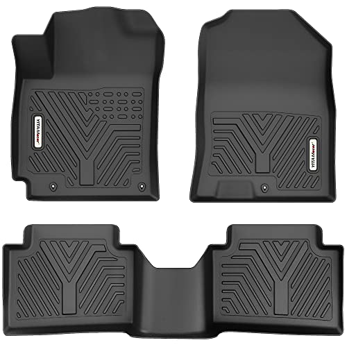 YITAMOTOR Floor Mats fit for Hyundai Kona 2018-2023 (Not for EV), TPE Custom Fit 1st & 2nd Row All Weather Protection Floor Liner, Black - style: 2018-2023 Hyundai Kona(Not for EV)