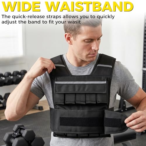 F2C Adjustable Weighted Vest 30lb / 40lb / 60lb, Removable Sandbag Weight Vest for Men Women, Running Walking Rucking, Strength & Fitness Training Vest with Reflective Strips - size: 40 lbs