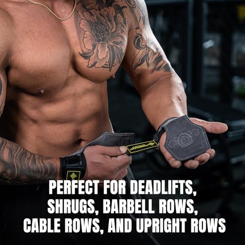 MANUEKLEAR Gym Straps Weight Lifting, Double Leather Lifting Straps for Men Deadlift with Cushion Wrist Loop, Gym Lifting Wrist Wraps for Weightlifting - color: One Size - Gray