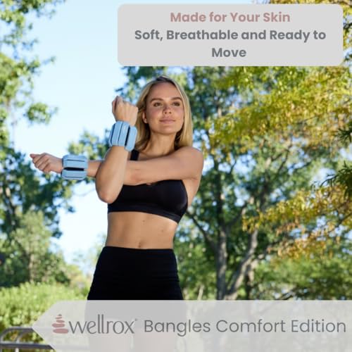 Wellrox Weighted Bangles – Adjustable Ankle and Wrist Weights for Women & Men – Set of Ankle Weights 2 lbs (1 lb Each Wrist Weight) | Weighted Arm Bands for Pilates, Yoga, Running & Walking - color: Ocean Blue