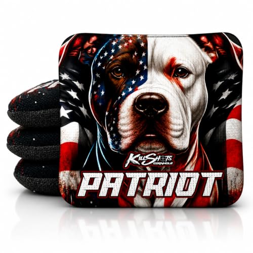 Killshots Cornhole | Patriot Series | Limited Edition | Premium Cornhole Bags | Premium Quality | Dual-Speed | Durable & Weather Resistant | Set of 4 Bags - color: USA Dog