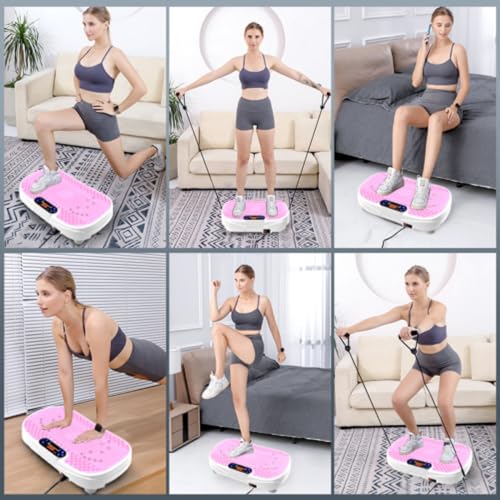 Vibration Plate Exercise Machine,Vibrating Plate for Lymphatic Drainage,Shake Plate for Weight Loss,Full Body Vibration Platform Machines for Women Men Exercise - color: Pinkwhite