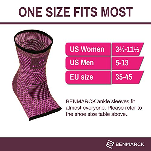 Benmarck Achilles Tendon Support Brace, Plantar Fasciitis Sock, Ankle Compression Sleeve For Running, Tendonitis and Flat Feet Relief - color: Fuchsia Purple
