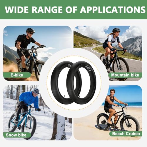 2 Pack of Fat Tire Bike Inner Tubes, 20/24/26 X4.0 Heavy Duty Bike Tube, Inner Tube with 32mm Schrader Valve for Snow Mountain Bike E-Bike - size: 24X3.0(2 Pack)