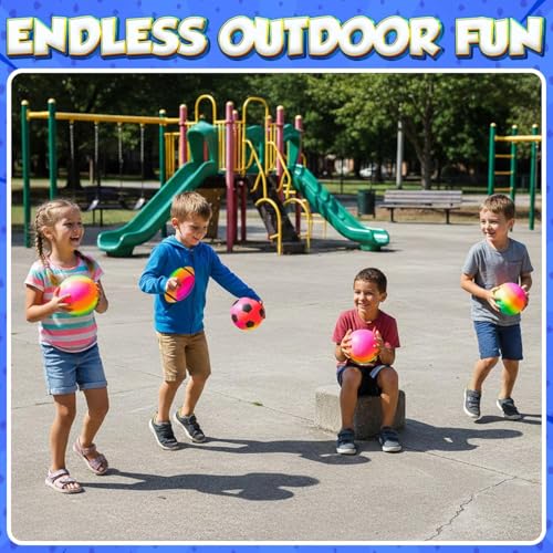 PlayBolt Sports Ball Set (4 Pack) - 5-Inch Rainbow Mini Basketball, Soccer, Football & Playground Balls w/Hand Pump - Fun Indoor Outdoor Toys for Toddlers, Little Kids, Preschoolers & Early Play - color: Rainbow, size: 5-Inch