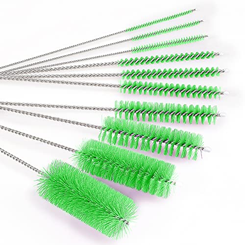 CiaraQ Bottle Cleaning Brushes, 8 Inch Nylon Tube Brush Set | Green Cleaner for Narrow Neck Bottles Cups with Hook, Set of 10pcs. - color: Green, size: 8.0 Inch (10pcs)