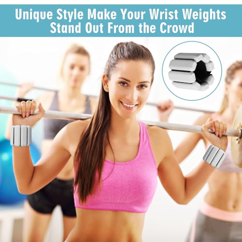 Wrist Weights Set of 2, Wearable Wrist Ankle Weights for Women & Men, Silicone Weighted Bangles Adjustable Arm and Leg Weights for Walking Yoga Pilates Running Dance Gym 2lb - color: Grey