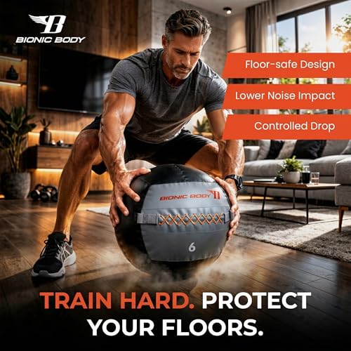 Bionic Body Soft Medicine Ball Weighted Slam Wall Ball for Cardio Workout and Core Training – Ideal for Squat, Lunge, and Partner Toss - style: 6LB