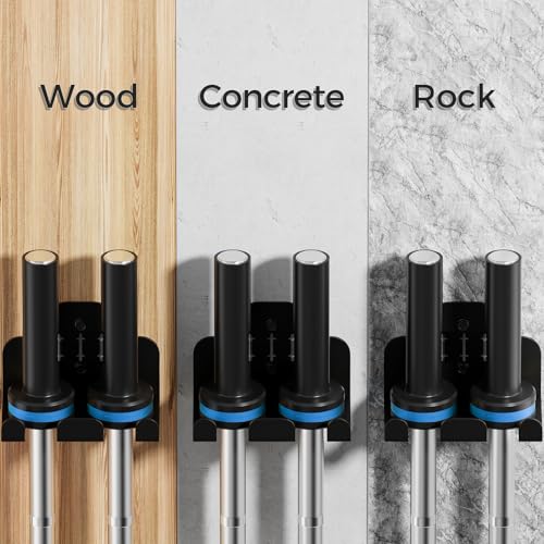 Barbell Wall Holder,Olympic Hanger,Garage Gym Bar Wall Rack,Vertical Barbell Mount Rack,Space Saving Commercial or Home Gym Accessory,Holds Under 33mm Bar Size - color: Bar Pattern Black 2 hooks