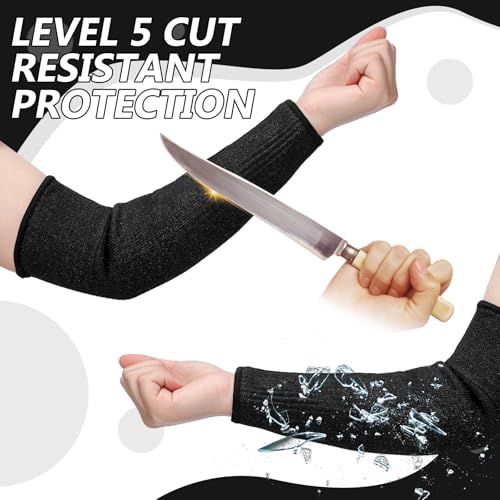 Sintege 3 Pairs Arm Protectors for Thin Skin and Bruising Cut Resistant Forearm Sleeve Level 5 Arm Burn Protection Sleeve(12.6 Inch,Black) - color: Black, size: 12.6 Inch