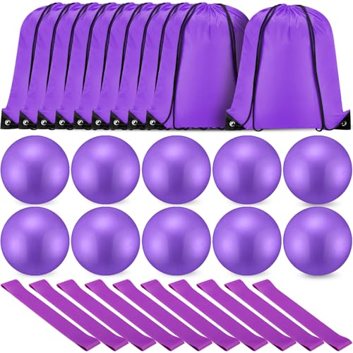 Soulchen 30 Pcs Exercise Pilates Ball 9 Inch with Bags Resistance Bands 25-30 lbs for Working Out Exercise Equipment Set for Yoga Stability Barre Training Stretching Physical Posture Training Gym