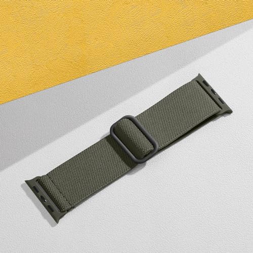 Adorve Stretchy Band Compatible with Apple Watch Bands Ultra 3/2/1 49mm 46mm 45mm 44mm 42mm 41mm 40mm 38mm Men Women, Soft Nylon Elastic Braided Strap Fits for iWatch Series 11/10/9/8/7/6/5/4/3/SE3-1 - color: Black/Dark Army Green/Arctic Blue/Blue Gray/Da