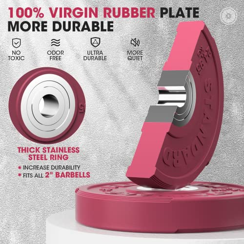 FEIERDUN Color Bumper Plate Set, 2-Inch Olympic Weight Plates, Low Bounce Rubber Barbell Plates with Stainless Steel Insert for Weightlifting, Strength Training, CrossFit & Home Gym, 10LB-370LB - style: I1) 110LBS SET