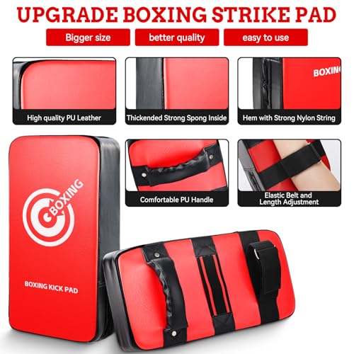 Punching Mitts Kick Pack Set, Boxing Pads Curved Focus Punching Mitts Kickboxing Striking Target Pads for Kids Men Women, Martial Arts Training Equipment for Boxing Taekwondo Karate Muay Thai - style: 3 in 1 Boxing Equipment Kit