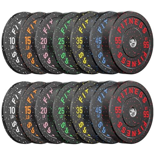 2" Bumper Plates Set Olympic Weight Plates for Barbell Strength Training | Papababe 2Inch Weights Plates Set, Floor Protective Plates, 20-600lbs Rubber Bumper Plates for Weightlifting, Bench Press - size: 410 LB SET (PAIR OF 10, 15, 20, 25, 35, 45, 55 LB)