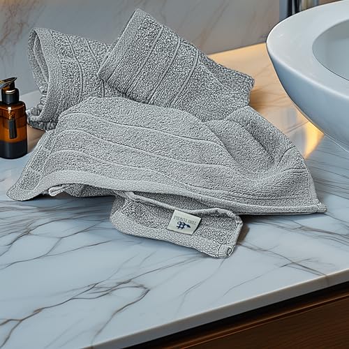 Tens Towels Pack of 6 Hand Towels, 100% Cotton, Lighter Weight, Quick to Dry, 16 x 28 Inches, Super Soft & Absorbent, Perfect for Bathroom & Kitchen, Cool Grey - color: Silver Grey