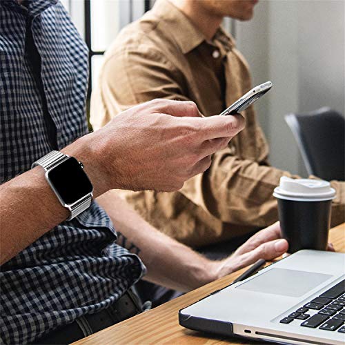 Stainless Steel Stretchable Band Compatible with Apple Watch Series 6/5/4/3/2/1 SE, 41mm/45mm/42mm/38mm/40mm/44mm, Expansion Clasp, Black, 38mm/40mm/42mm/44mm - color: Silver, size: 38MM/40MM/41MM S/M