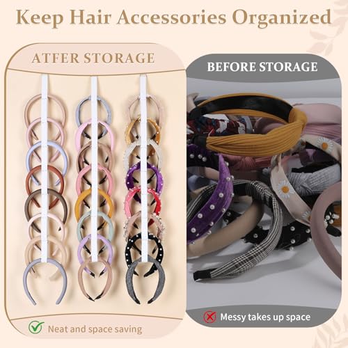 3 PCS Headband Holder Organizer for Girl,Hanging Hairband Storage for Women,White Hair Hoop Display Hair Accessories Organizer Bedroom College Dorm Decor - color: White-3pcs