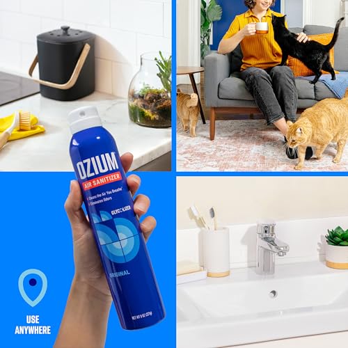 Ozium 3.5 Oz. Air Sanitizer and Odor Eliminator | For Homes, Cars, Offices and More, Original Scent, 2 Pack, Clear - size: 3.5 Ounce (Pack of 2)