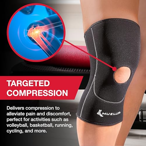MUELLER Sports Medicine Open Patella Knee Sleeve, Knee Pain Relief Support for Men and Women, Ideal for Arthritis, Sprains, Black - size: X-Small, style: New & Improved Sleeve
