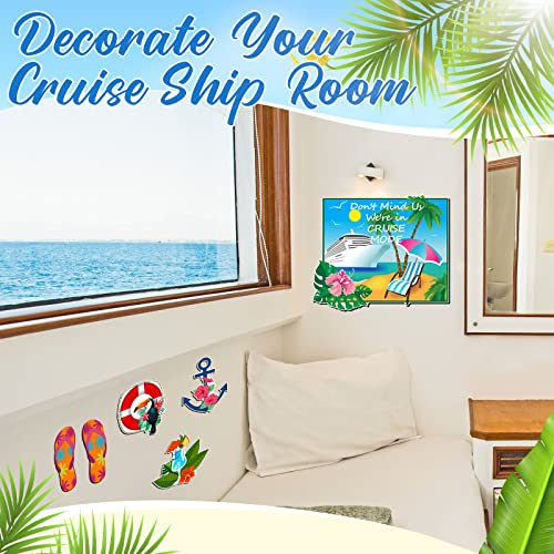 Kanayu 6 Pcs Tropical Cruise Door Decorations Magnetic Large Ship Decorations Magnets Anchor Cruise Decor Car Fridge Magnet Decal for Carnival Stateroom Door - style: Tropical