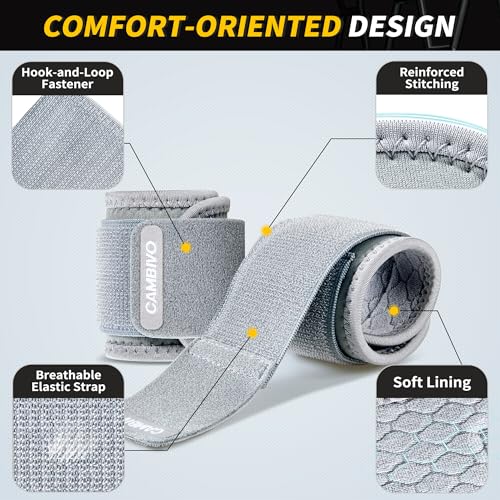 CAMBIVO 2 Pack Wrist Brace for Carpal Tunnel with wraps, Gray | Wrist Support, Adjustable Wrist Wraps for Weightlifting, Tendonitis, Pain Relief, Sleeping, Night, Gym, Neoprene, Both Hands - color: Gray