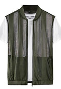 Flygo Men's Summer Casual Lightweight Breathable Mesh Cycling Travel Zip Vest - color: 02 Army Green, size: XX-Large