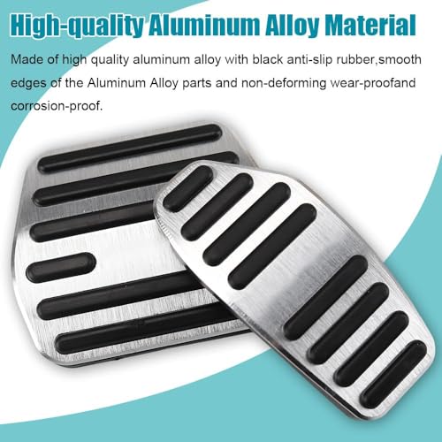 LEXLEY,with Kicks Logo 2PCS Anti-Slip Aluminum Brake Gas Pedal Pads,Auto No Drilling Accelerator Pedal Covers Only for Nissan 2018-2025 2026 Kicks-Sliver - color: SILVER