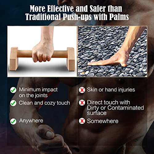 Push Up Stands, Handstand Parallettes Bars, Solid Wood Push Up Bars with Non-Slip Mat Push up Handles for Floor Exercise Home Workout Equipment for Men & Women Strength Training - color: Beech Wood-30cm