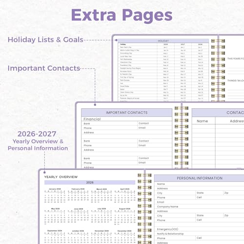 Oucaru Undated Daily Planner, A5 Spiral Notebook with Hourly Schedule, To Do List, Priorities, and Notes for Productivity - Easily Organize Your Tasks, Appointments & Goals for Women - size: A5-Purple, style: Daily Planner