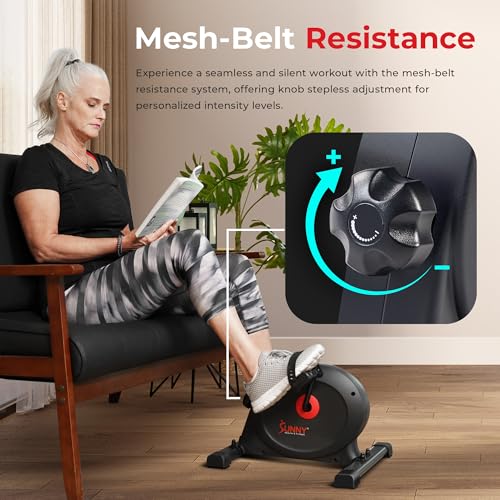 Sunny Health & Fitness Smart Under-Desk Bike Exerciser, Low-Impact Cardio Cycling Equipment for Home/Office, Mini Paddler for Arm/Leg Mobility Training, Free SunnyFit App - color: Black