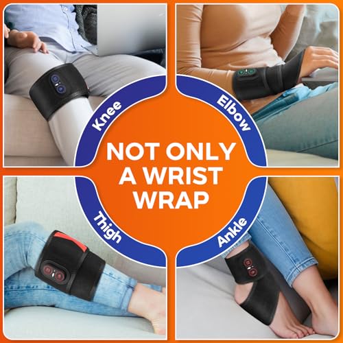 Cordless Wrist Heating Pad for Pain Relief, FSA Eligible Items, Rechargeable Wrist Massager for Carpal Tunnel, Red Light Heated Wrist Brace Wrap, HSA Approved Products Only - color: Black