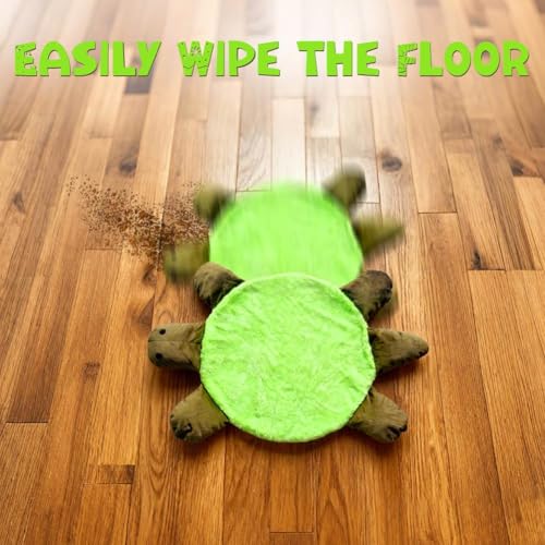 Floor Turtle Foot Mop, Cute Double-Sided Turtle Design Floor Cleaning Pad for Dust & Hair, Washable Reusable Double-Sided Pad Slippers for Kitchen, Bathroom & Office Floors (M -40cm) - color: M -40cm