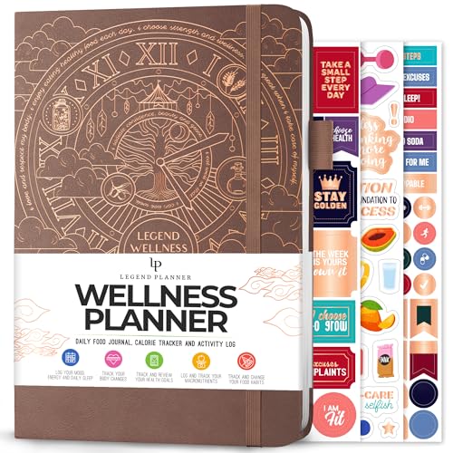 Legend Wellness Planner & Food Journal – Daily Diet & Health Journal with Exercise & Weight Loss Tracker – Nutrition Diary, 6 Months (Dark Terracotta) - color: Dark Terracotta Gold Foil, size: A5 (5.8” x 8.3”)