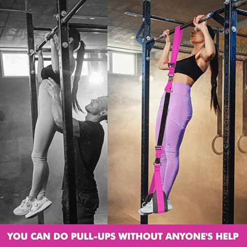 HPYGN Two Foots Pull Up Assistance Bands, Heavy Duty Resistance Band for Pull Up Bar, Adjustable Weight/Size with Fabric Feet/Knee Rest, Bands for Pull Up Assist for Strength Training, Pull Up - color: Rose Red