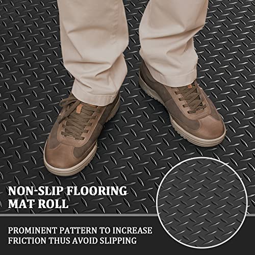 jxgzyy Diamond Plate Rubber Flooring Rolls 16.5 x3.3 Ft x 3 mm Heavy Duty Garage Floor Runner Rubber Trailer Garage Floor Mats for Garage Warehouse Gym Basement