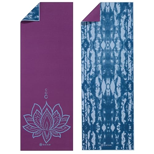 Gaiam Yoga Mat - Premium Print Reversible Extra Thick Non Slip Exercise & Fitness Mat for All Types of Yoga, Pilates & Floor Workouts - color: Purple Lotus