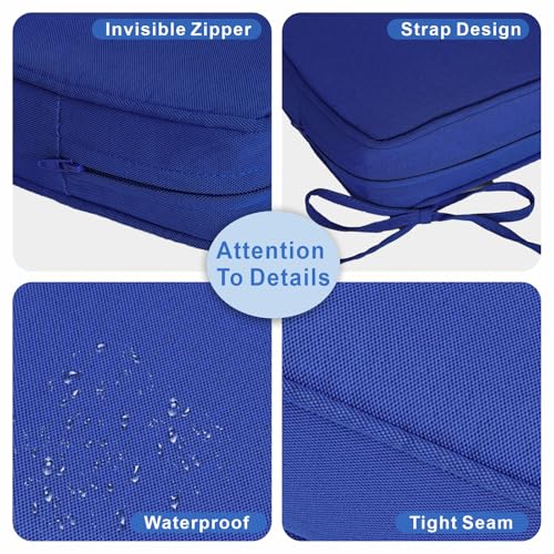 JMGBird Outdoor Bench Cushions for Outdoor Furniture Cushion with Ties | 42x18 bench cushions for indoor custom cushions for bench seat indoor window seat cushions indoor outdoor swing cushions - color: Blue, size: 42×18 Inch