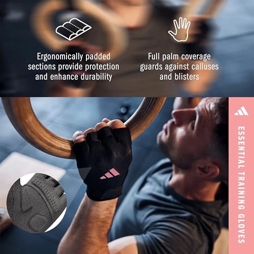 adidas Essential Training Gloves - color: Pink, size: Medium
