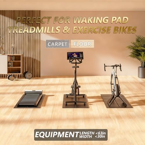 63"x30" Walking Pad Mat for Carpet Floors,Under Bike Treadmill Mat for Hardwood Floor Protection,0.24" Thick Exercise Equipment Matt Compatible with Peloton Matt Stationary Exercise Bike Trainer Pad - size: 63"L x 30"W x 0.2"Th