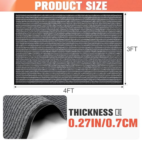 MYFAMIREA Commercial Floor Mat 3' x 4' Extra Large Front Door Industrial Rug Heavy Duty Brush Step Entrance Mat Weather Utility Rug with Non Slip Rubber Backing Low Profile for Entryway, Charcoal Grey - size: 3 x 4 Feet