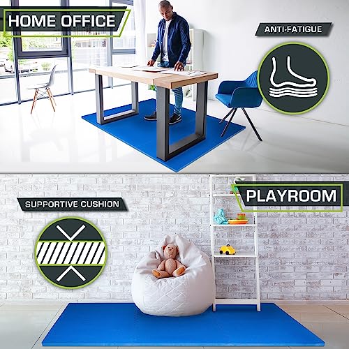 ProsourceFit Weaved Pattern Extra Thick Exercise Puzzle Mat 1-inch, EVA Foam Interlocking Tiles for Protective, Cushioned Flooring for Home and Gym Equipment; Blue, 24 SQ FT, 6 Tiles - color: Blue, size: 6 Pack (24 SQ FT)